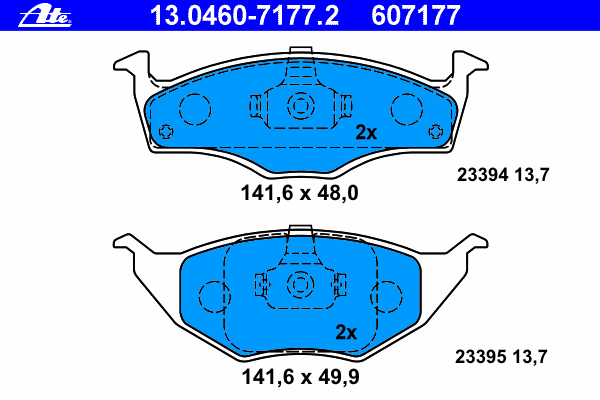 Комплект тормозных колодок, дисковый тормоз 13.0460-7177.2
