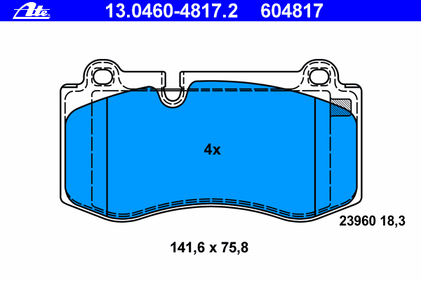 Комплект тормозных колодок, дисковый тормоз 13.0460-4817.2