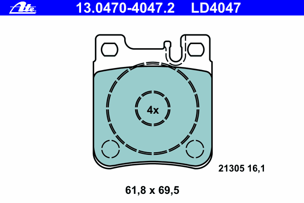 Комплект тормозных колодок, дисковый тормоз 13.0470-4047.2