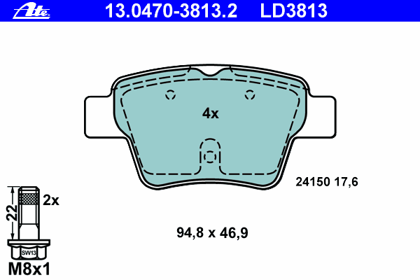 Kit de plaquettes de frein, frein à disque 13.0470-3813.2