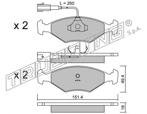 Комплект тормозных колодок, дисковый тормоз 059.1