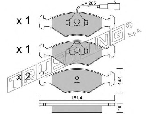 Комплект тормозных колодок, дисковый тормоз 059.4