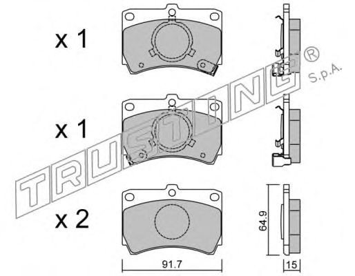 Комплект тормозных колодок, дисковый тормоз 105.0