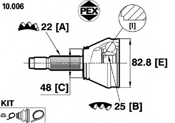 Joint, drive shaft 10.006