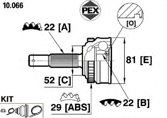 Joint, drive shaft 10.066