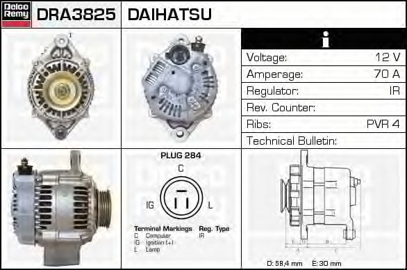 Dynamo / Alternator DRA3825