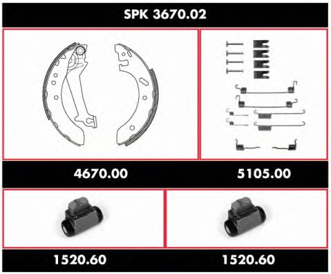 Brake Set, drum brakes SPK 3670.02