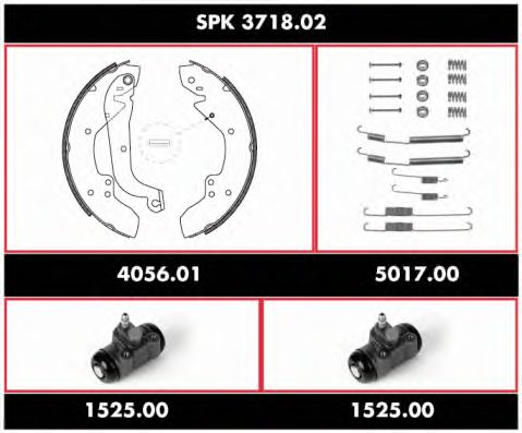 Комплект тормозов, барабанный тормозной механизм SPK 3718.02