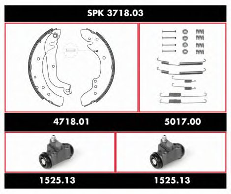 Комплект тормозов, барабанный тормозной механизм SPK 3718.03