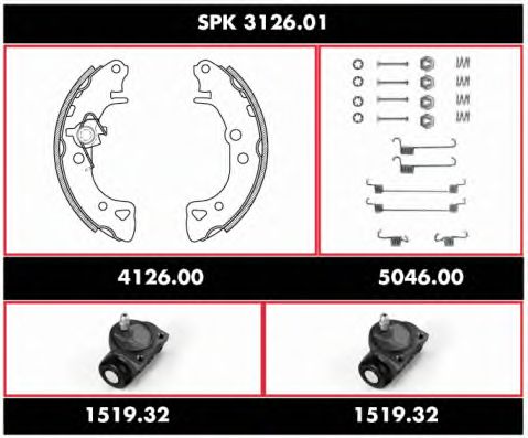 Комплект тормозов, барабанный тормозной механизм SPK 3126.01