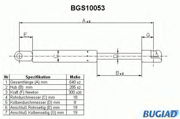 Gas Spring, boot-/cargo area BGS10053
