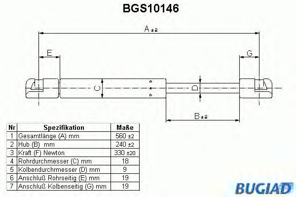 Упругий элемент, крышка багажника / помещения для груза BGS10146