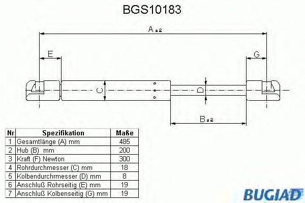 Ammortizatore pneumatico, Cofano bagagli /vano carico BGS10183