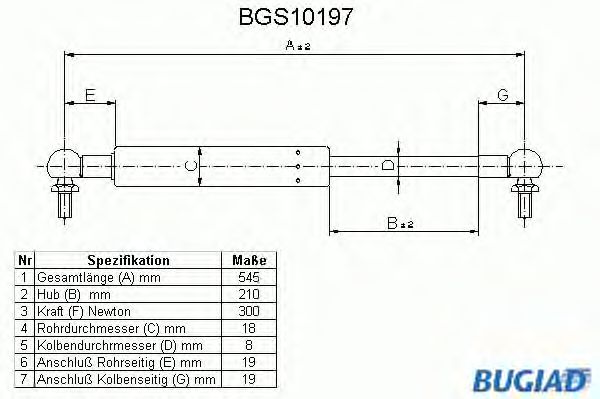 Упругий элемент, крышка багажника / помещения для груза BGS10197