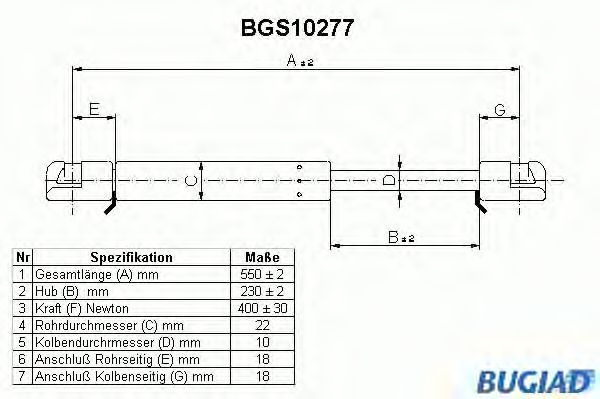 Упругий элемент, крышка багажника / помещения для груза BGS10277