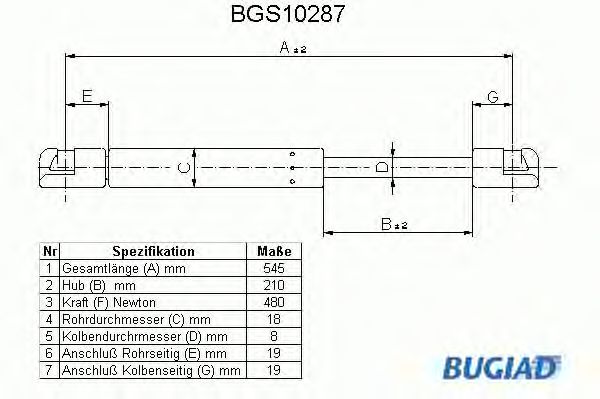 Упругий элемент, крышка багажника / помещения для груза BGS10287