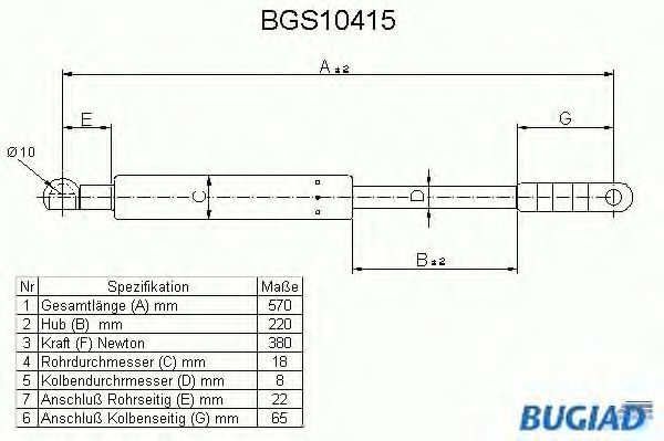 Упругий элемент, крышка багажника / помещения для груза BGS10415