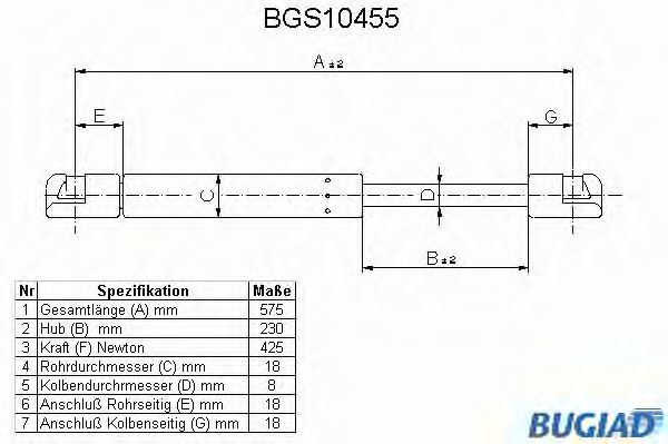 Ammortizatore pneumatico, Cofano bagagli /vano carico BGS10455