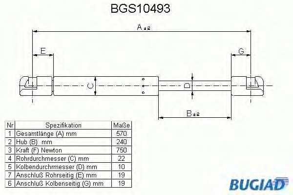 Gazli amortisör, Bagaj/Yükleme bölümü BGS10493