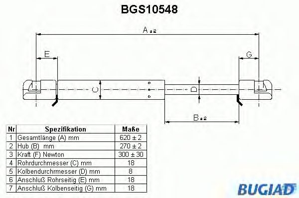 Упругий элемент, крышка багажника / помещения для груза BGS10548