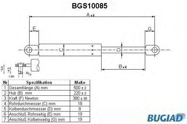 Gas Spring, boot-/cargo area BGS10085