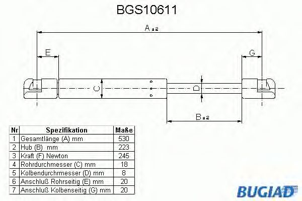 Gasfeder, Motorhaube BGS10611
