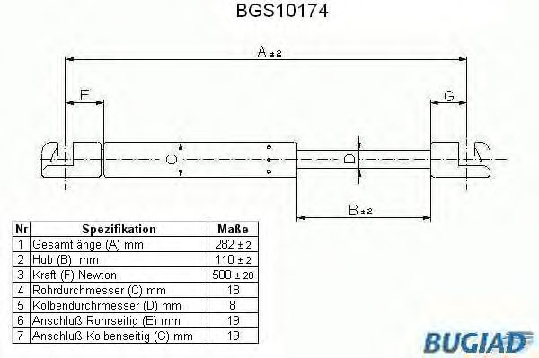 Ammortizatore pneumatico, Cofano bagagli /vano carico BGS10174