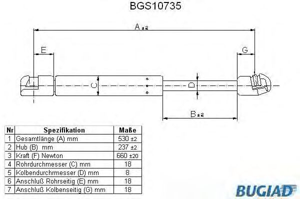 Ammortizatore pneumatico, Cofano bagagli /vano carico BGS10735
