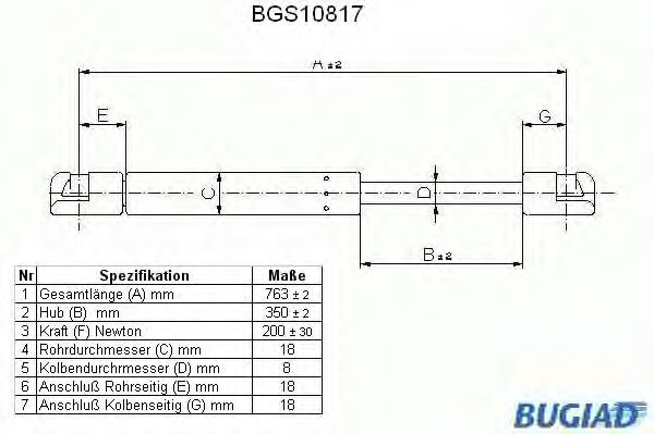 Gasfeder, Motorhaube BGS10817