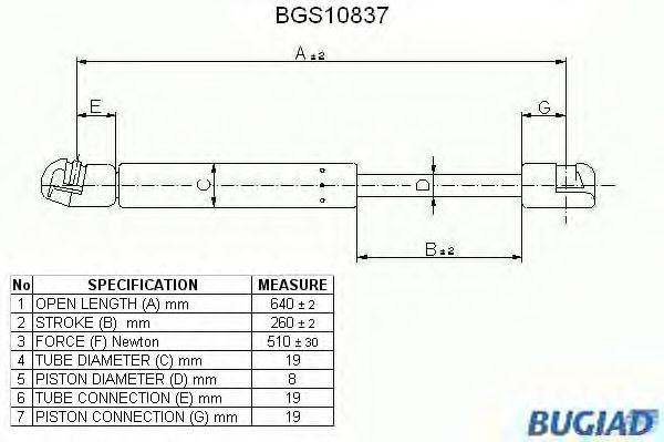 Ammortizatore pneumatico, Cofano bagagli /vano carico BGS10837