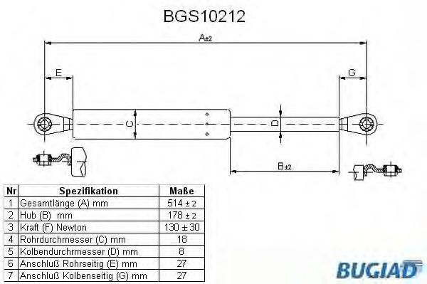 Упругий элемент, крышка багажника / помещения для груза BGS10212