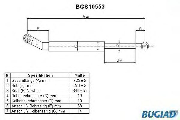 Ammortizatore pneumatico, Cofano bagagli /vano carico BGS10553