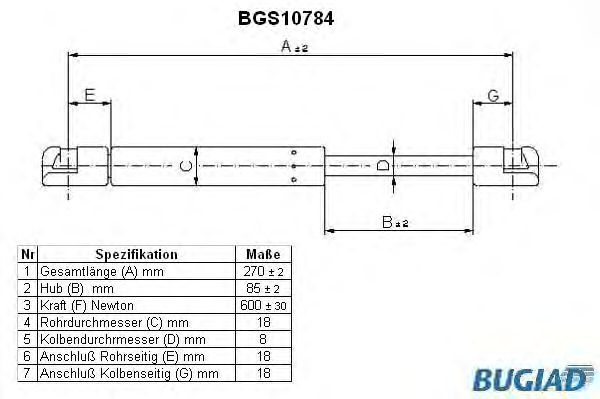 Ammortizatore pneumatico, Cofano bagagli /vano carico BGS10784