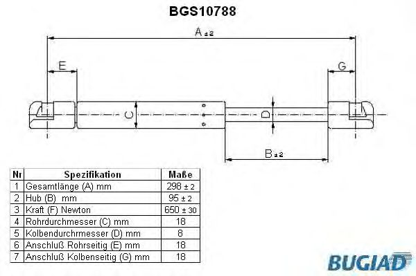 Ammortizatore pneumatico, Cofano bagagli /vano carico BGS10788