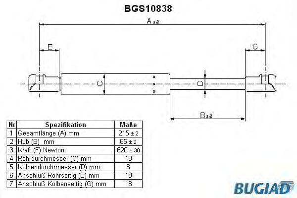 Упругий элемент, крышка багажника / помещения для груза BGS10838