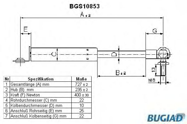 Упругий элемент, крышка багажника / помещения для груза BGS10853