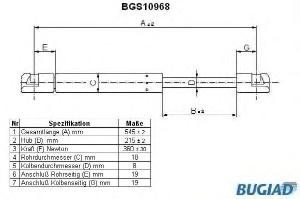 Упругий элемент, крышка багажника / помещения для груза BGS10968