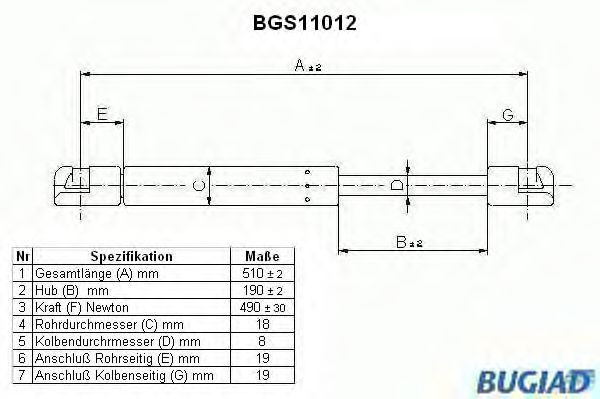 Упругий элемент, крышка багажника / помещения для груза BGS11012