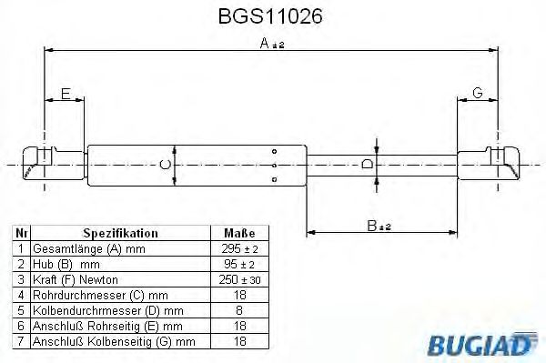 Упругий элемент, крышка багажника / помещения для груза BGS11026