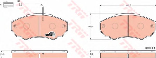 Комплект тормозных колодок, дисковый тормоз GDB1517