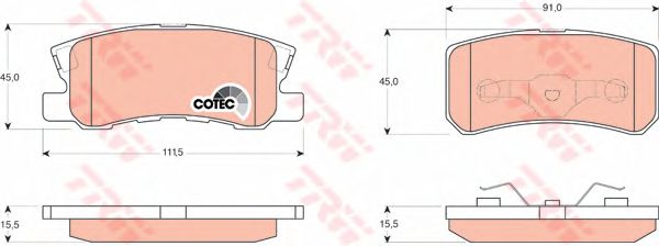 Комплект тормозных колодок, дисковый тормоз GDB3247
