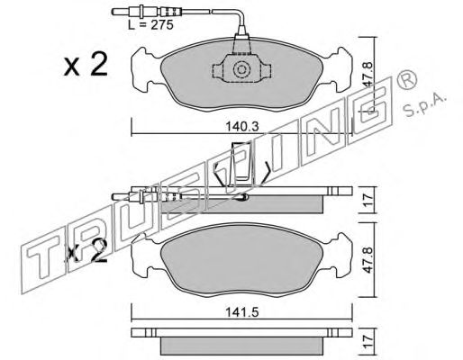 Комплект тормозных колодок, дисковый тормоз 159.0