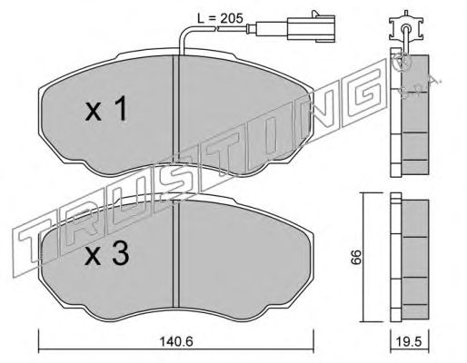 Комплект тормозных колодок, дисковый тормоз 334.0