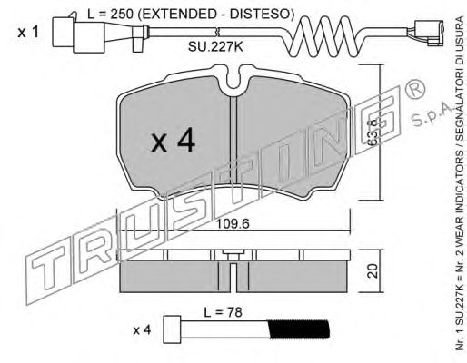 Комплект тормозных колодок, дисковый тормоз 620.1W