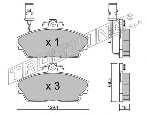 Комплект тормозных колодок, дисковый тормоз 705.0