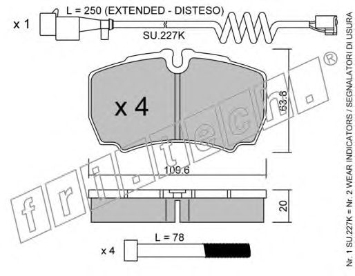 Комплект тормозных колодок, дисковый тормоз 620.1W
