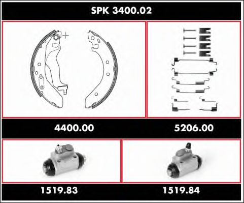Brake Set, drum brakes SPK 3400.02