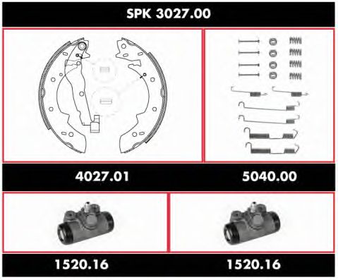 Комплект тормозов, барабанный тормозной механизм SPK 3027.00