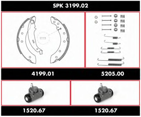 Brake Set, drum brakes SPK 3199.02