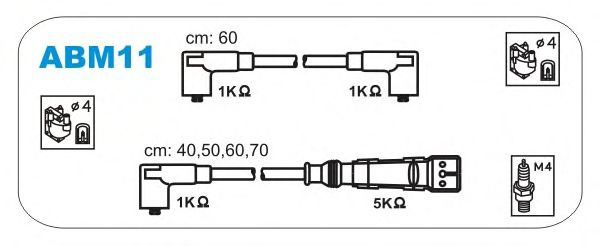 Комплект проводов зажигания ABM11